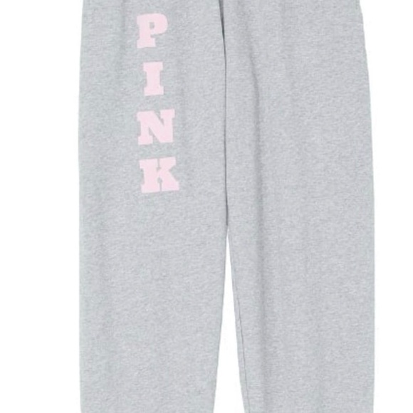 PINK Victoria's Secret Ivy Fleece Campus Light Pink and Heather Grey XL Set NWT - Picture 3 of 5